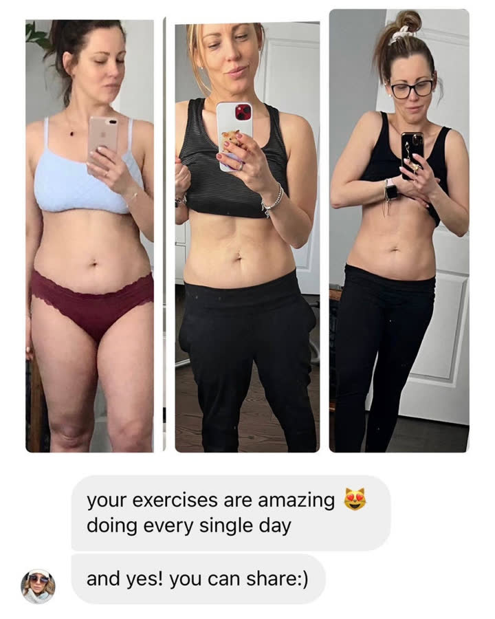 Client result 1 of 16: before and after photos and a message to Karina