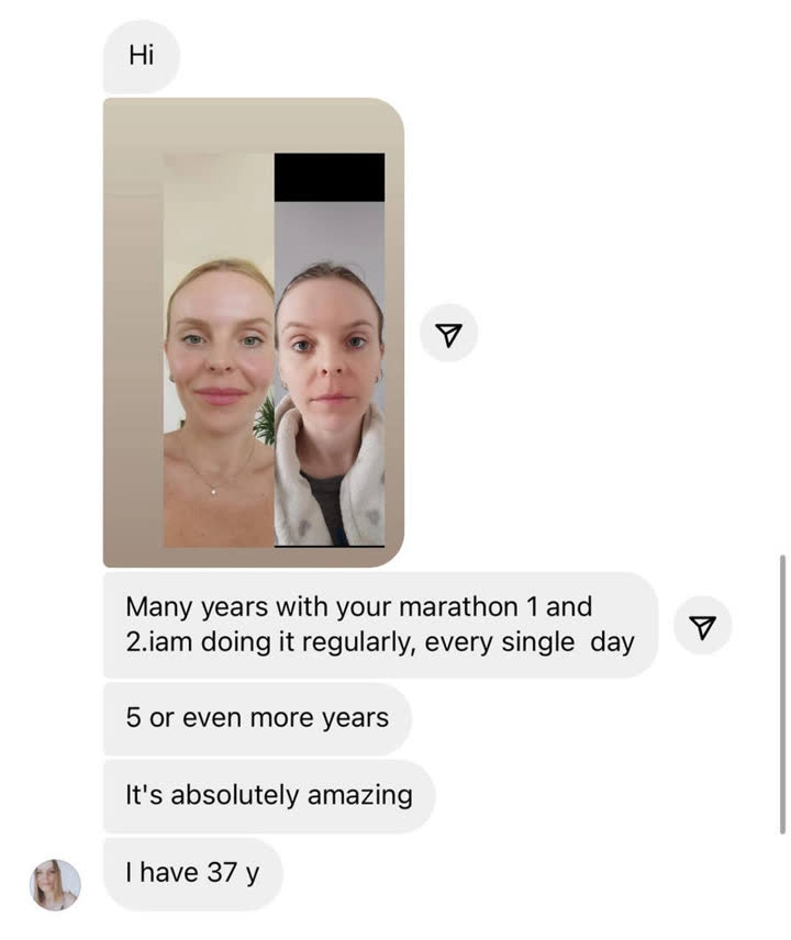 Client result 5 of 16: before and after photos and a message to Karina
