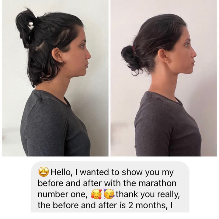 Client result 12 of 16: before and after photos and a message to Karina