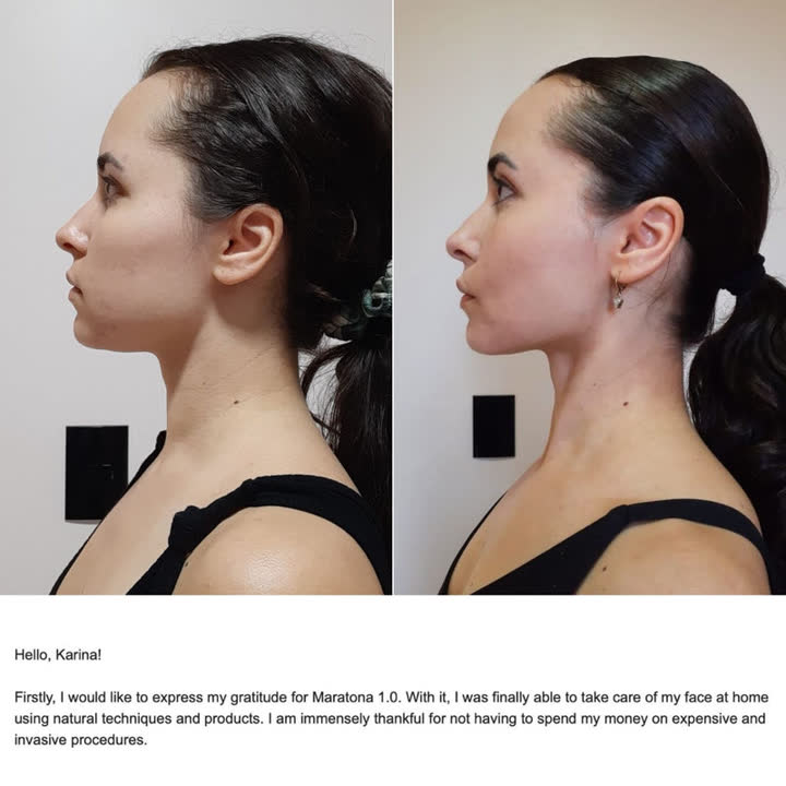 Client result 16 of 16: before and after photos and a message to Karina